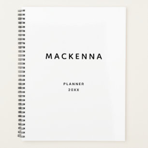 Agenda Mínimo Moderno Elegante Branco Preto Personalizad