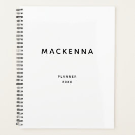 Agenda Mínimo Moderno Elegante Branco Preto Personalizado