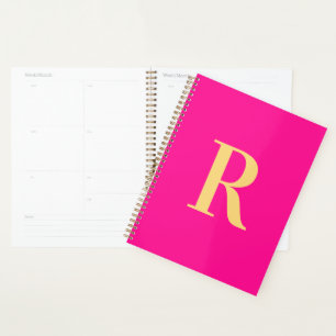 Agenda Mínimo Moderno Monograma Rosa Quente