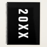 Agenda Mínimo Monocromático Negro Masculino<br><div class="desc">Um simples design preto com tipografia branca e espessa. Um planejador minimalista com uma borda masculina. Personalize o texto e torne-o seu.</div>