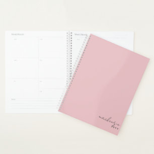 Agenda Mínimo Simples e Elegante Cor-de-Rosa Esbranquiçad