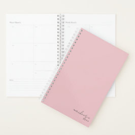 Agenda Mínimo Simples, Rosa Esmagada Elegante, Personaliz