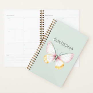 Agenda Mint White Yellow Pink Teal Butterfly