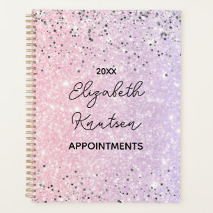 Agenda Minúscula rosa quente e relva prateada Personaliza