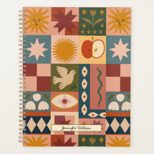 Agenda Mística de Patchwork Celestial da Boêmia Personali
