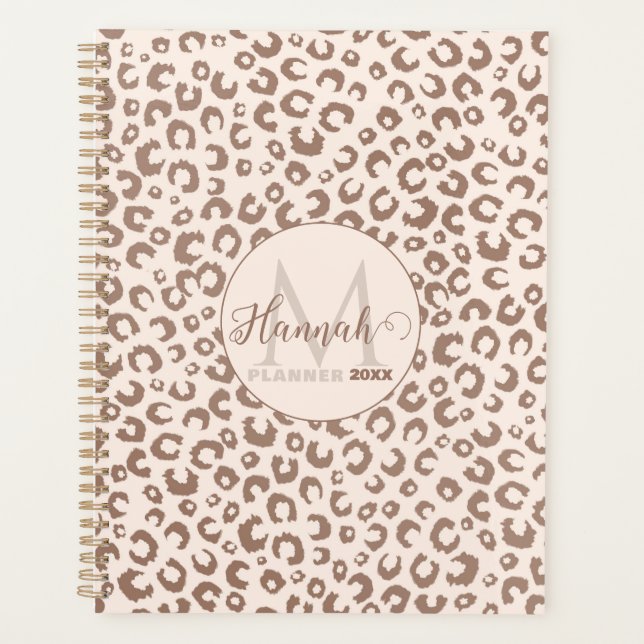 Agenda Mocha Mousse e Cream Tan Leopard Padrão (Frente)