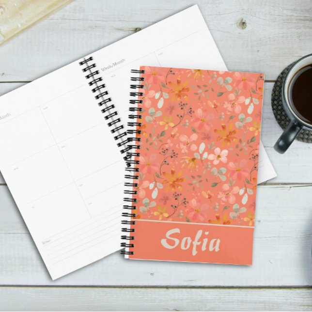 Agenda Modelo amarelo verde botânico nome laranja planeja (Criador carregado)