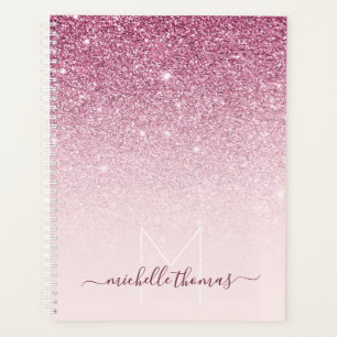 Agenda Modelo cor-de-rosa com script de assinatura monogr