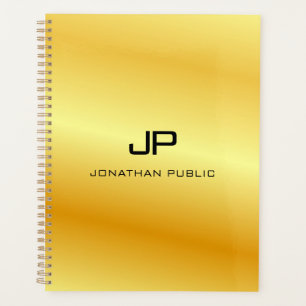 Agenda Modelo de Monograma Personalizado de Olhar Dourada