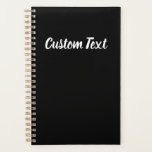 Agenda Modelo de Script Simples Preto e Branco<br><div class="desc">Este planejador preto tem texto de exibição em um script branco elegante. O texto pode ser editado ou apagado.</div>