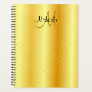 Agenda Modelo Dourado Elegante Elegante Monograma Persona