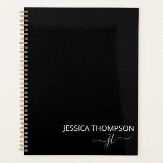 Agenda Modern Black Simple Script Girly Monograma 2025