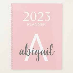 Agenda Modern Blush - Cor Simples Monograma - Cor-de-rosa
