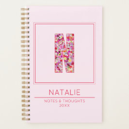 Agenda Modern Blush Pink Monogrammed Name Letter N