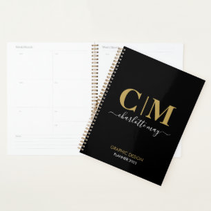 Agenda Modern Chic Black Monographic Name Business 2022