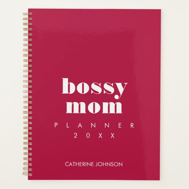 Agenda Modern Cream Burgundy Cool Bossy Mom 2026 (Frente)