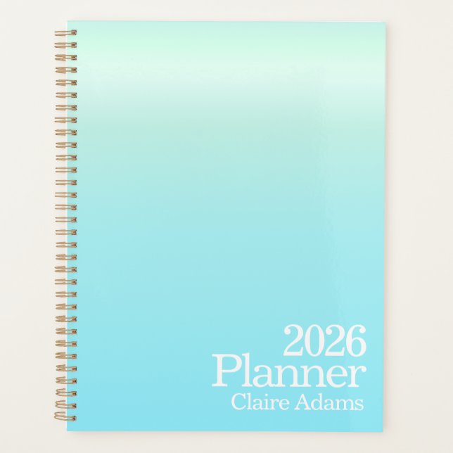 Agenda Modern Cyan Blue Ombre Planner (Frente)