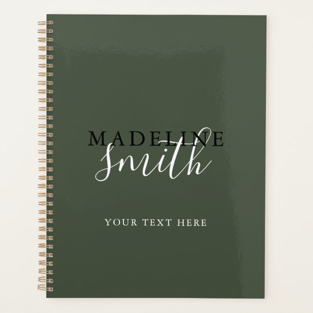 Agenda Modern Dark Green Typography Script (Frente)