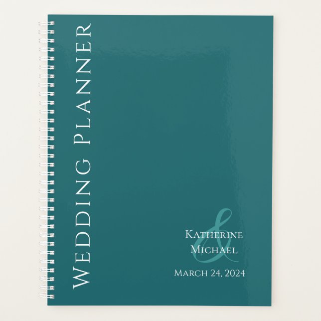 Agenda Modern Emerald Green e White-Wedding Planner (Frente)