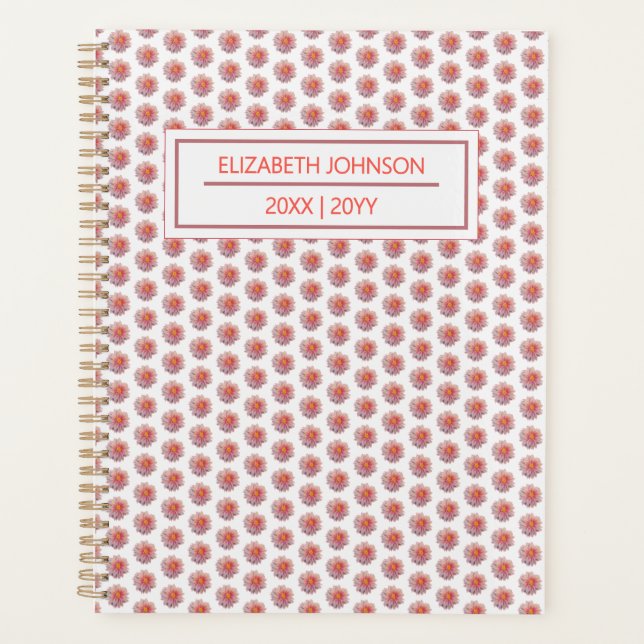 Agenda Modern Floral Pink Pattern Weekly Daily Name (Frente)