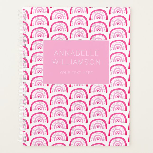 Agenda Modern Girls Pink Rainbow Pattern Anual (Frente)