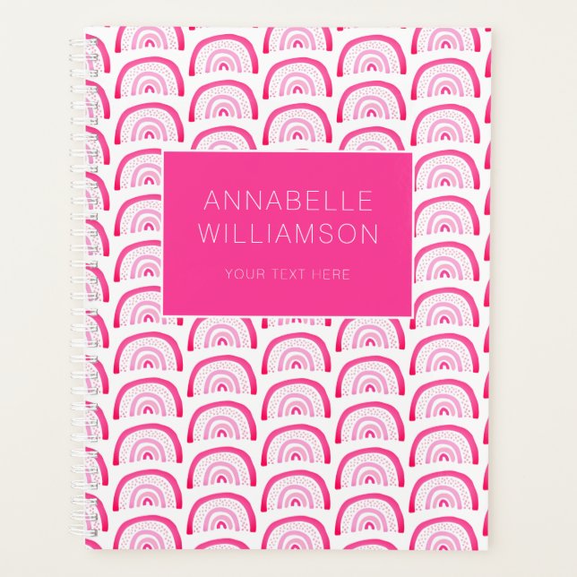 Agenda Modern Girls Pink Rainbow Pattern Anual (Frente)