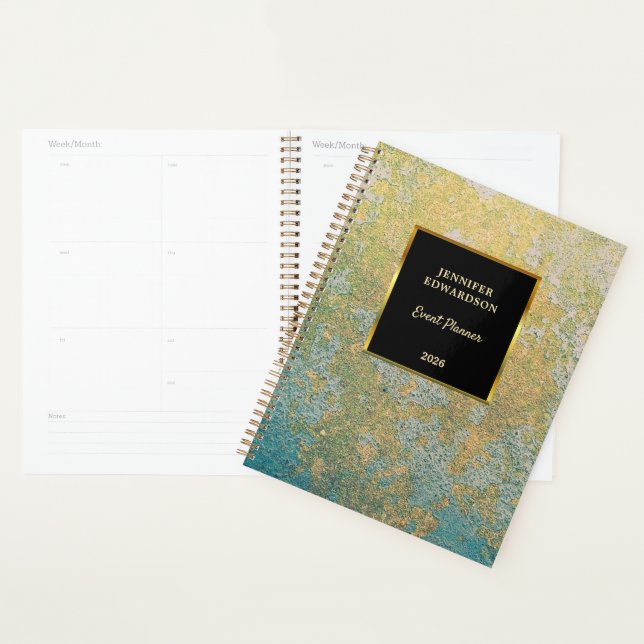 Agenda Modern gold black turquoise professional business (Exibição)