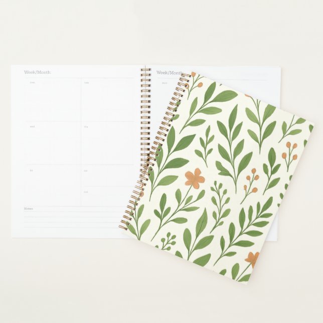 Agenda Modern Green Botanical Leaf Pattern Floral (Exibição)