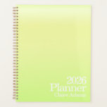 Agenda Modern Lime Green Ombre Planner<br><div class="desc">Style: Modern,  Dreamy,  Vibrant 
Format Series: Vertical Ombre
Design Series: The Aura Series 
Color: Green
Product Type: 8.5in x 11in Planner 
Customizations: Year,  Planner/Label,  Name</div>