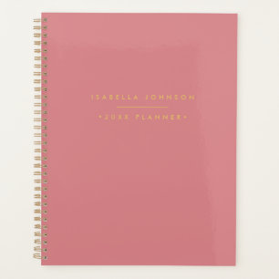 Agenda Modern Minimalista Monograma Girly Rosa Dourado
