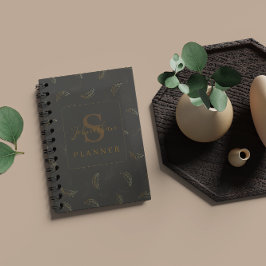 Agenda Modern Monogram Business Preto - Dourado