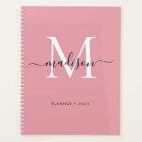 Modern Monograma Blush Dusty Pink Girly Script 202