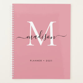 Agenda Modern Monograma Blush Dusty Pink Girly Script 202