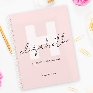 Agenda Modern Monograma - Script Girassol Cor-de-rosa Esm