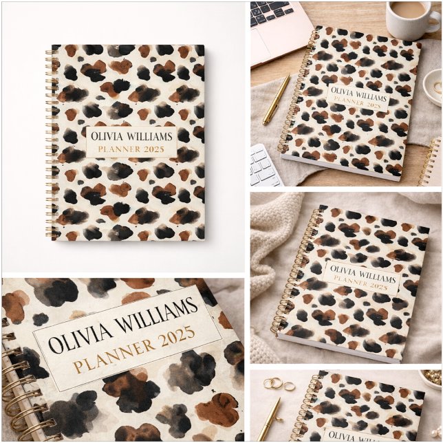 Agenda Modern Neutral Chocolate Cow Print Aesthetic (Criador carregado)