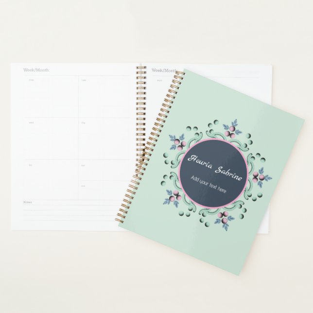 Agenda Modern turquoise Pink Floral Mandala Doodles  (Exibição)