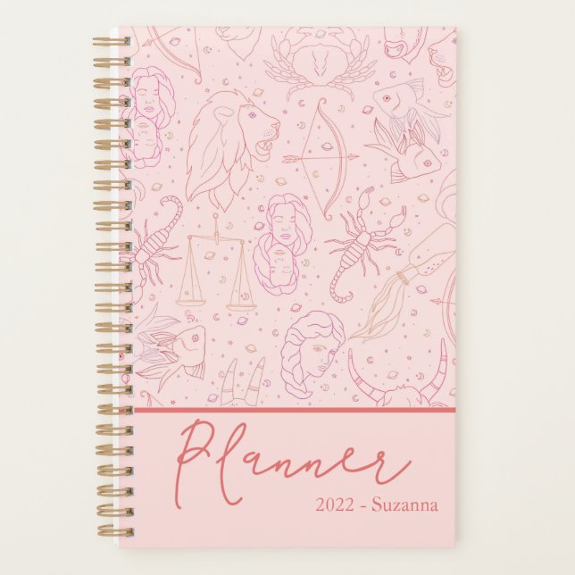 Agenda Moderno 2022 Script Blush Astrology Rosa  (Frente)
