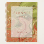 Agenda Moderno Burnt Laranja Verde e Abstrato Dourado<br><div class="desc">Este design apresenta uma ferrugem laranja moderna,  verde e dourada queimada,  com cobrir correspondente a uma área de texto com estrutura falsa de brilho dourado. Moderno e único. Personalize-o com seu nome e ano. Criado pela imprensa simplesmente de farmácia.</div>