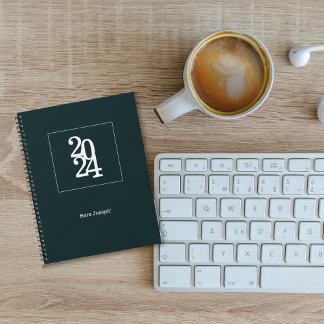 Agenda Moderno Chic Verde Floresta Mensal semanal