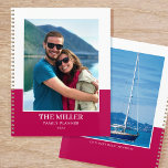Agenda Moderno cor-de-rosa com nome de foto personalizado<br><div class="desc">Crie seu próprio planejador de ano fotográfico! Um modelo de na moda personalizado com duas fotografias favoritas, seu nome, o ano e uma legenda ou lema pessoal. Os planejadores personalizados fazem presentes maravilhosos para familiares e amigos, e são uma forma excelente de manter todos organizados! Cores impressas: rosa e branco....</div>