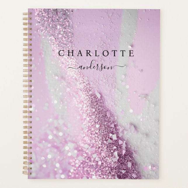 Agenda Moderno, elegante, brilhante, prata leve (Frente)