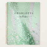 Agenda Moderno, elegante, brilhante, verde-prata<br><div class="desc">Moderno,  brilhante,  planejador elegante. Basta editar seu produto em alguns minutos. Você pode alterar a fonte/tamanho/cor e a posição usando "mais personalização".</div>