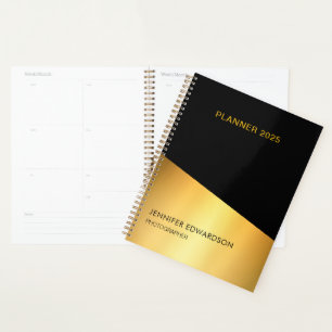 Agenda Moderno elegante profissional de preto e ouro
