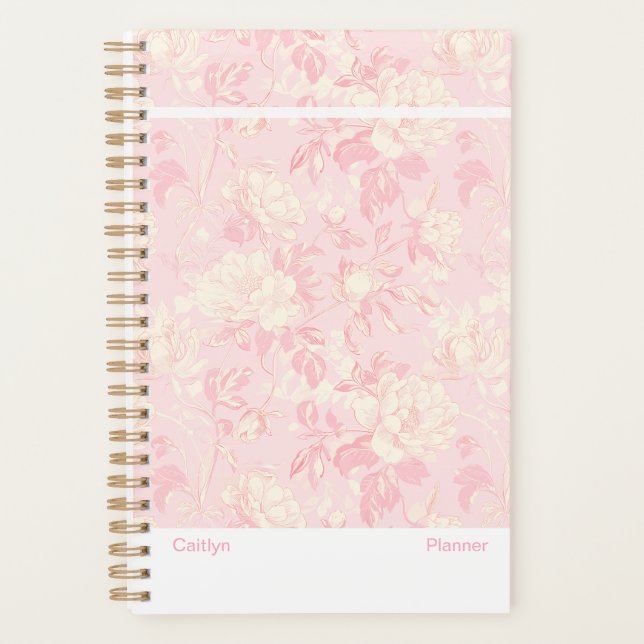 Agenda Moderno Floral de Pêssego Macio (Frente)