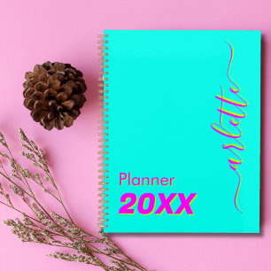Agenda Moderno Legal Neon Turquoise Semanal e Mensal 2025