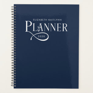Agenda Moderno Personalizado Azul Marinho Branco