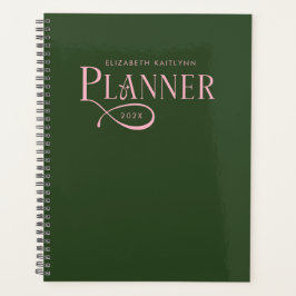 Agenda Moderno Personalizado Verde e Rosa