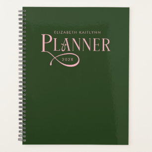 Agenda Moderno Personalizado Verde e Rosa