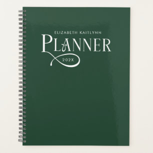 Agenda Moderno Personalizado Verde Floresta e Branco