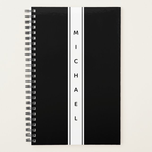 Agenda Moderno preto e branco Simplístico (Frente)